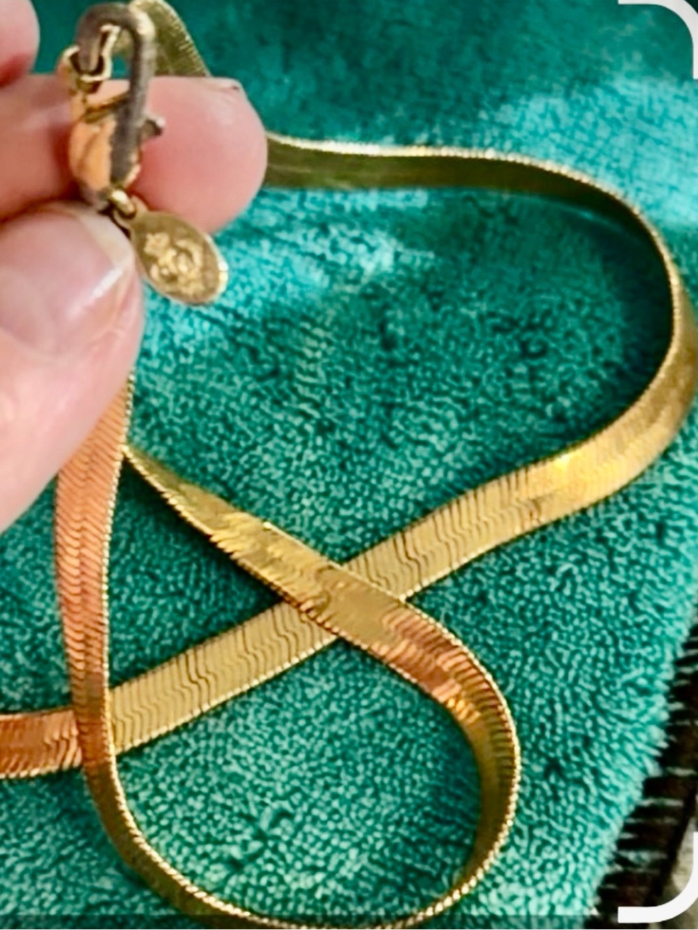 Vintage 70’s GP Herringbone Link Necklace 18”
